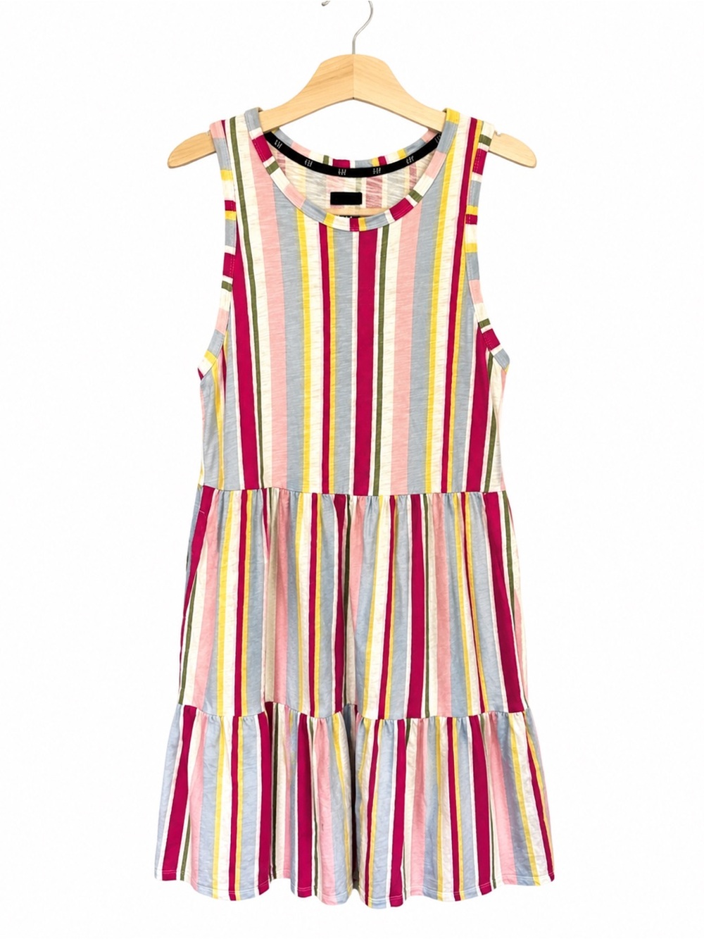 GAP Striped Tiered Swing Dress Sleeveless Above Knee Multicolor casual cotton S